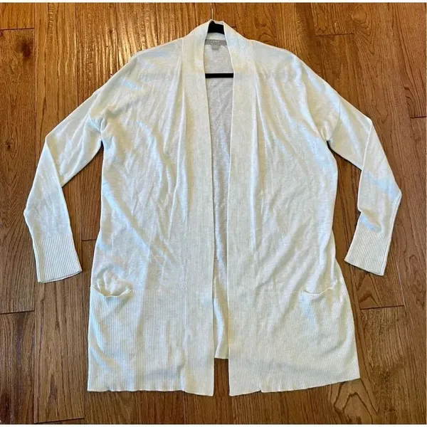 Jana ribbed oatmeal long open cardigan size m White Size M - Image 6