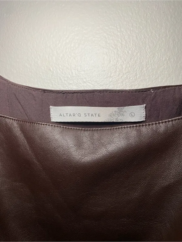 Altar'd State Brown Faux Leather Cropped Tank - Image 2