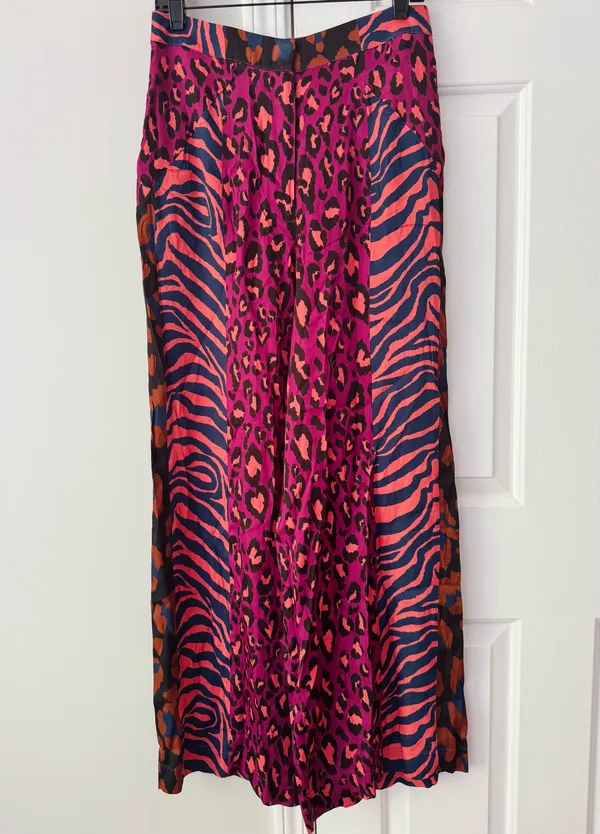 Lowry Farm Pants Farm Rio Mixed Print Wide-Leg Pants, Size S - Image 6