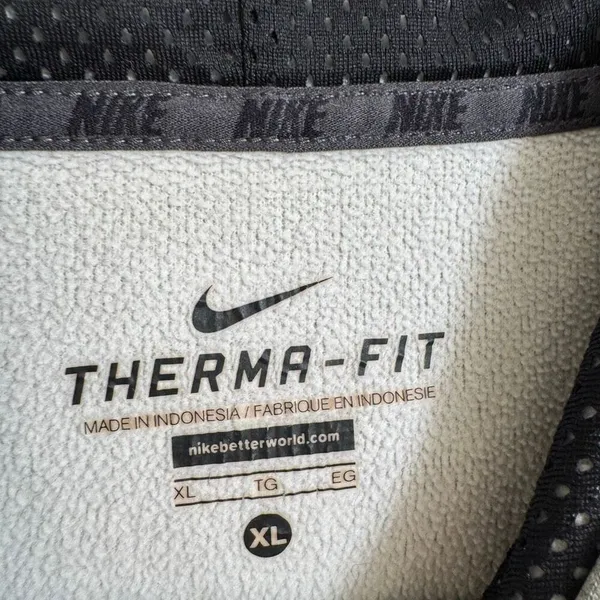 Women's Nike Gray Green Swoosh Therma-Fit Fleece Lined Sweater Hoodie XL - Image 4