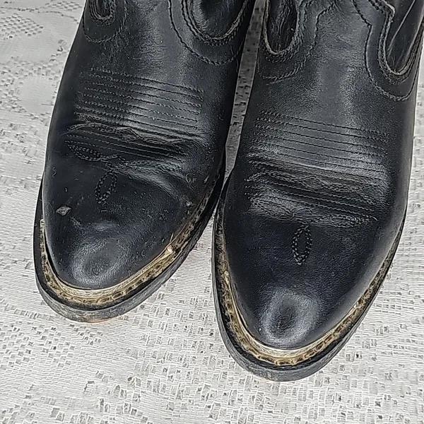 Shyanne Patsy Shy slouch western cowgirl black leather slip on boots sz 6.5 - Image 4