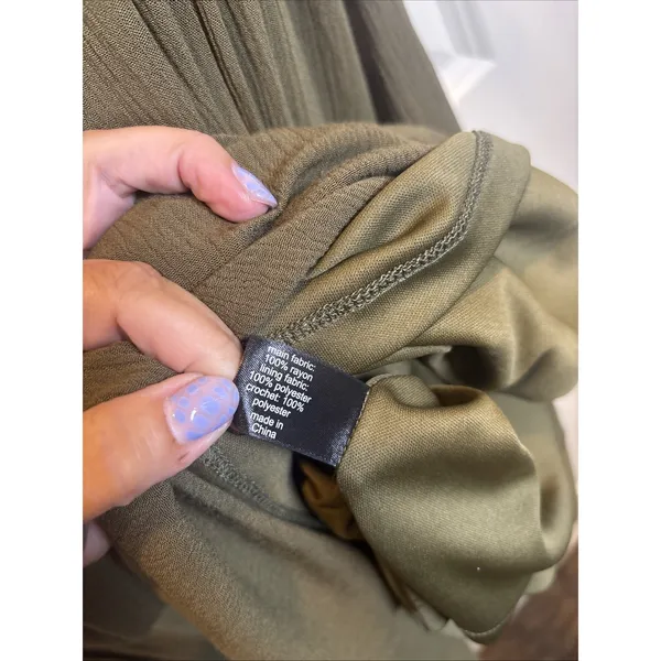 NWT Lane Bryant Size 14 Plus Crochet Olive Green Lined Midi Short Sleeve Dress‎ - Image 8