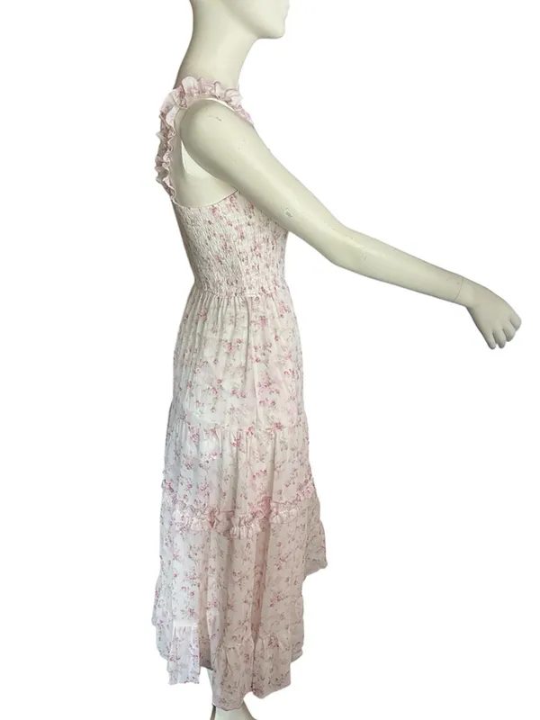 Scarlet Darkness Floral Smocked Summer Dress Pink/White Size Small NWT - Image 6