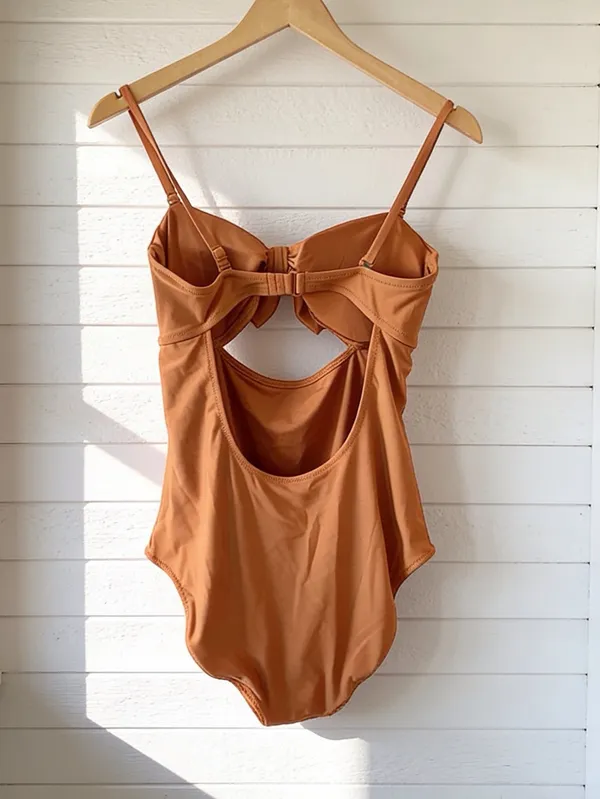 Aerie Swimsuit Copper Halter Knot Cutout One Piece Swimsuit Size Large - Image 3