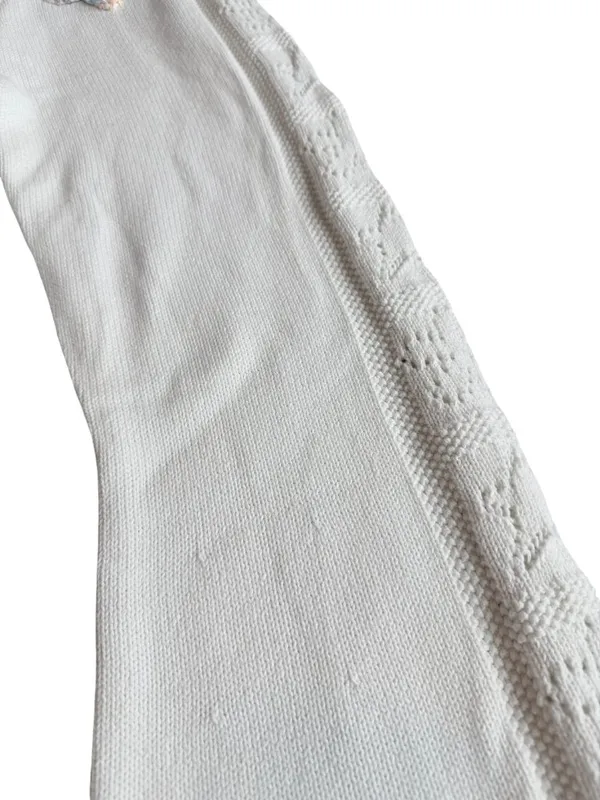 LoveShackFancy White Toro Crochet Flare Pants Wide Leg Pointelle X-Small Women's - Image 2