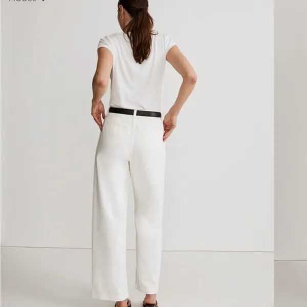 Madewell The Harlow Wide-Leg Jean Baggy Straight in Tile White- Size 23 - Image 2
