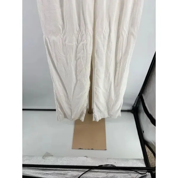 Abercrombie & Fitch White Wide Leg Linen Blend Pants Size 10 - Image 4