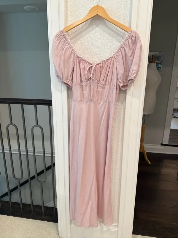 NWT le lis Collection Blush Pink Puff Sleeve Midi Dress Small - Image 2