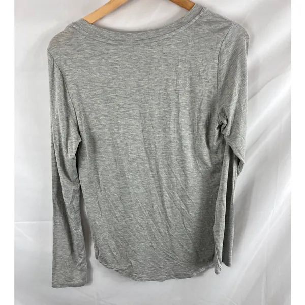 Nordstrom Heather Grey V Neck Long Sleeve Shirt S - Image 5