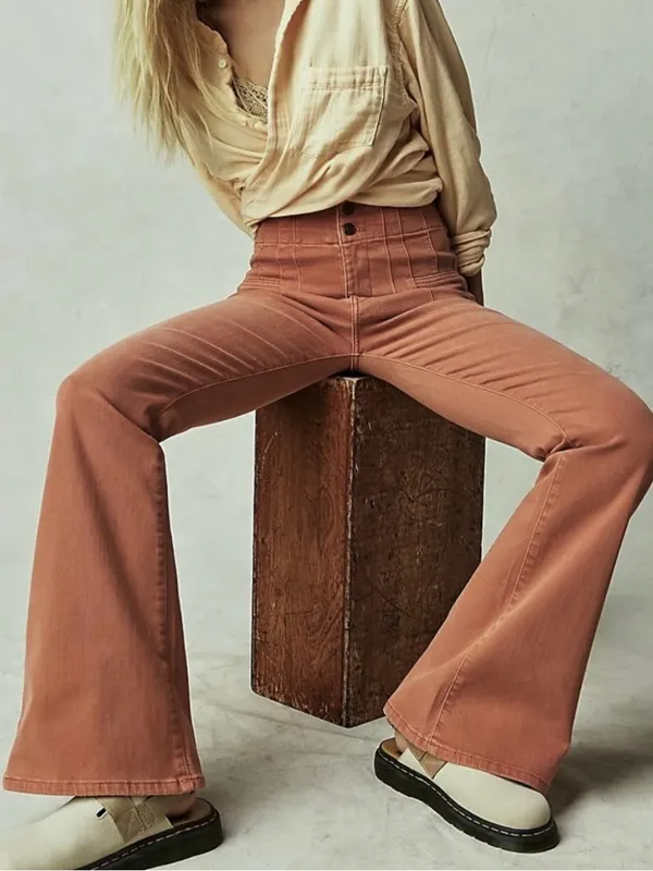 Free People We The Free Jayde Flare Jeans Mesa Brown Wash Sz 25 Boho Festival - Image 8
