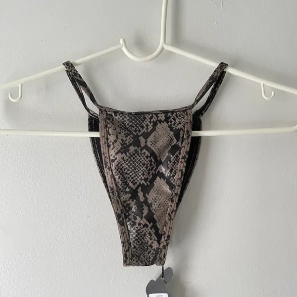 Motel Rocks NWT Taupe & Black Valter Snake Print Cheeky High Cut Bikini Bottom - Image 4