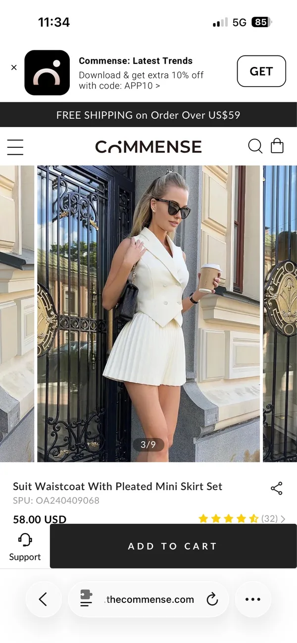 Commence Suit Waistcoat With Pleated Mini Skirt Set - Image 3