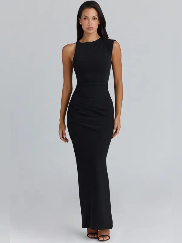 House of CB Keoni Blacl Asymmetric Draped Maxi dress nwot size XS $289 - Image 6