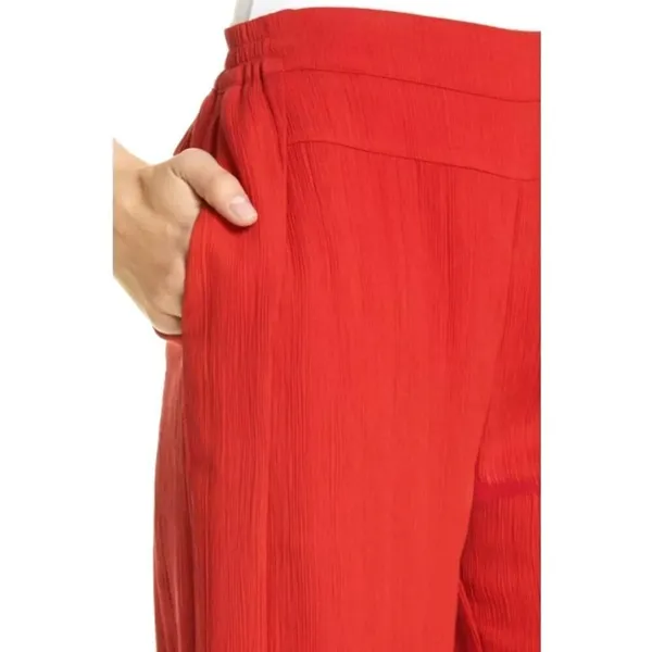 Palmer Harding Pants Women 2 Red‎ Crinkled Fabric Elastic Waist Silence Wide Leg - Image 2