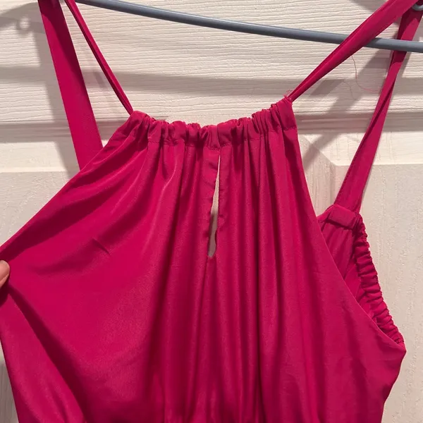 Old Navy Womens Large Pink Orange Colorblock Halter Maxi Dress Festival Boho‎ - Image 2