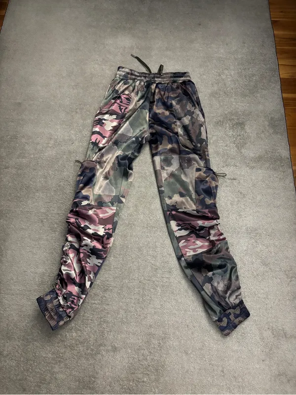 Maniere De Voir Patchwork Camo Print Cargo Drawstring Satin Jogger’s Women’s - Image 3