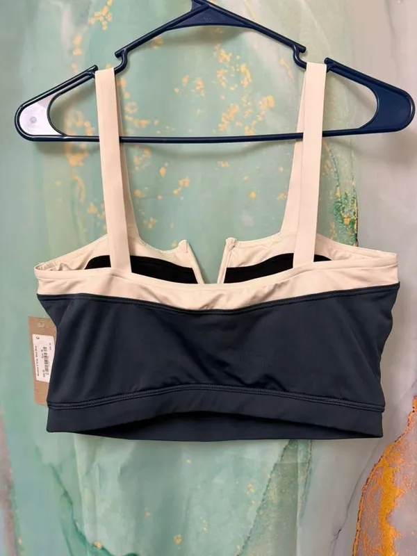 NWT- Albion NAUTICAL V CROP swim top in the color‎ STEEL BLUE size: M - Image 4