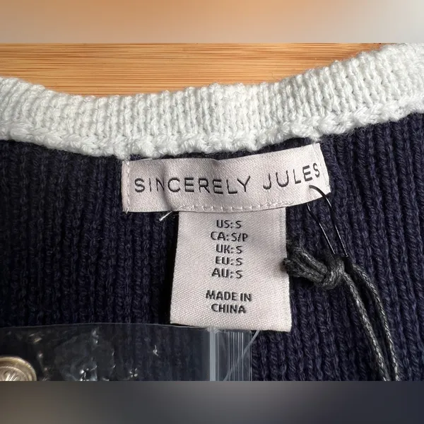 Sincerely Jules Women’s 2Pc Navy Knit Sweater Set,Vest+Wide/Flare leg Pants|SZ:S - Image 9