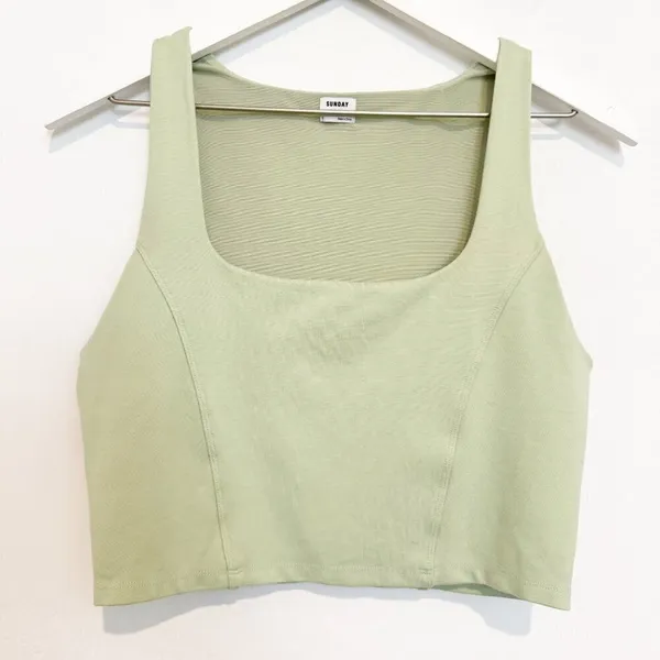 Aritzia Sunday Best Jagger Top‎ Size Large Green Corset Ponte Cropped Clean Girl - Image 3