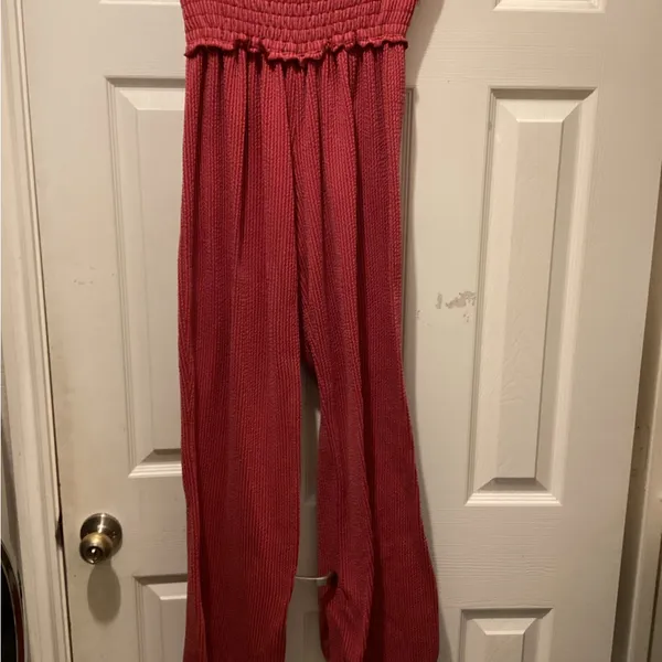 LG Red Ribbed Knit Top Size M - Image 8