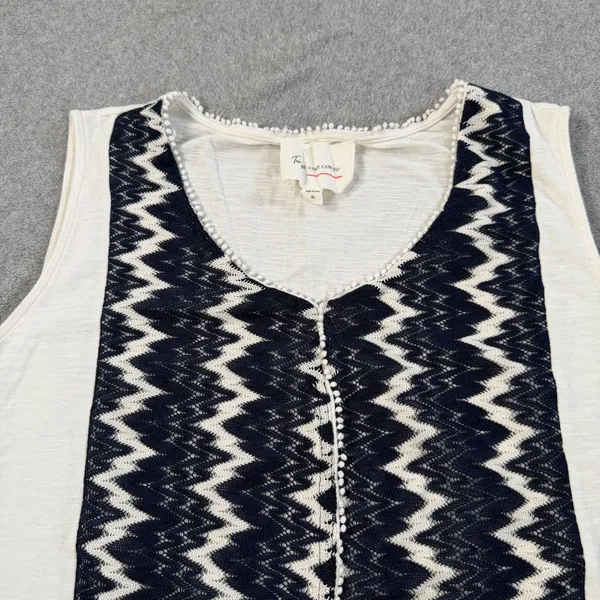 Two by Vince Camuto Women's XL White Lace Zigzag Pom Pom Trim Tank Top - Image 3