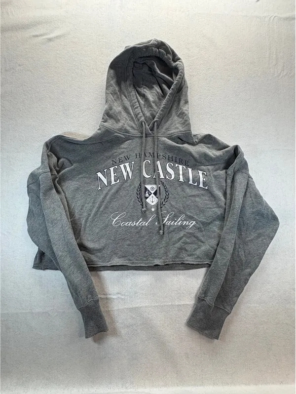 Hollister New Castle Coastal Sailing Cropped Hoodie Women’s XL Gray - Image 3