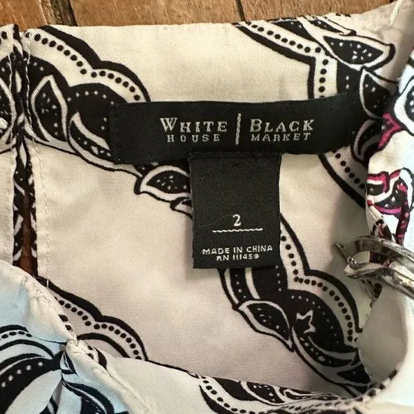 White House Black Market business casual artsy 2 blouse - Image 2