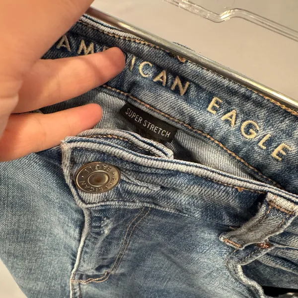 Women's American Eagle Distressed‎ Blue Skinny Jeans - Image 3