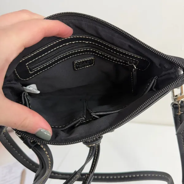 CHAPS Avery black convertible woven pocket zip faux leather wristlet crossbody‎ - Image 5