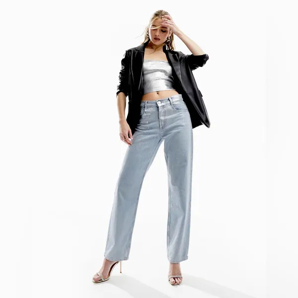 🪩 Metallic Silver Bandeau Top from MNG by Mango Size Large - Image 2
