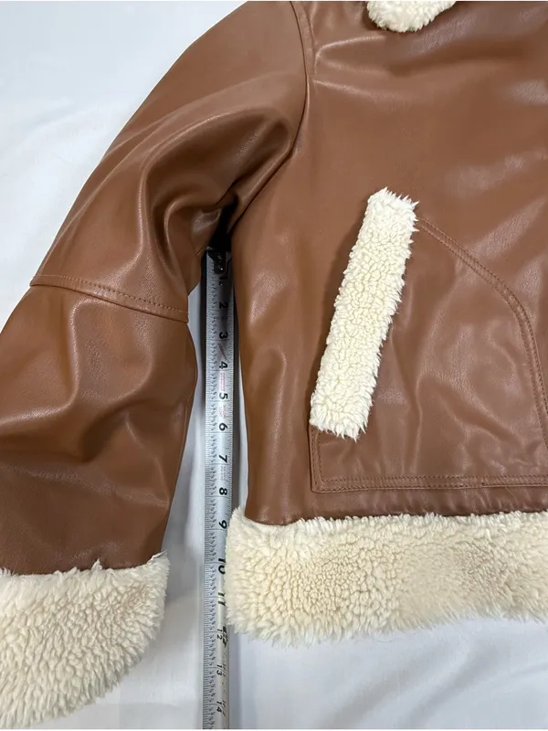 GAP Brown Bomber Jacket with Cream Sherpa Trim - Image 7