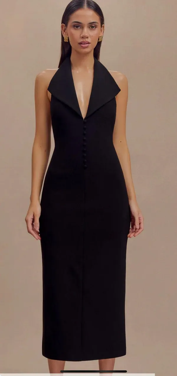 Meshki Black Midi Dress - Image 4