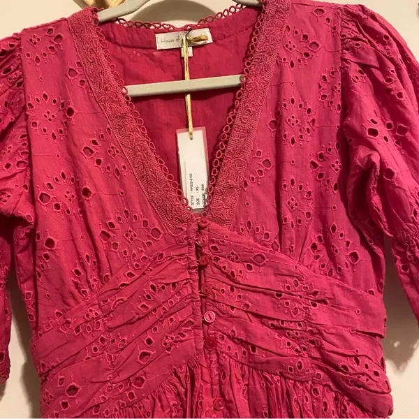 NWT House of Harlow 1960 Pink Eyelet Midi Dress size XS - Image 7
