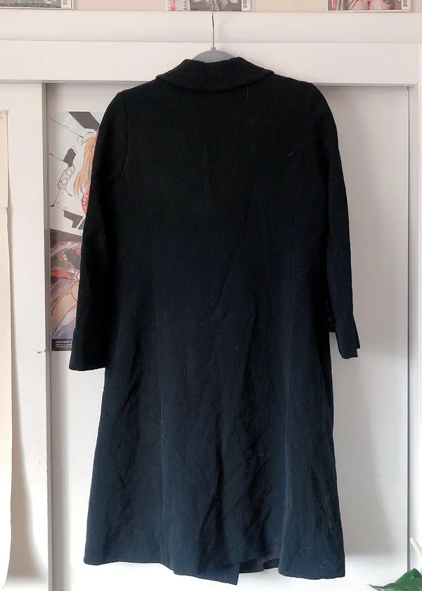 Vintage Black Pea Coat Size M - Image 4