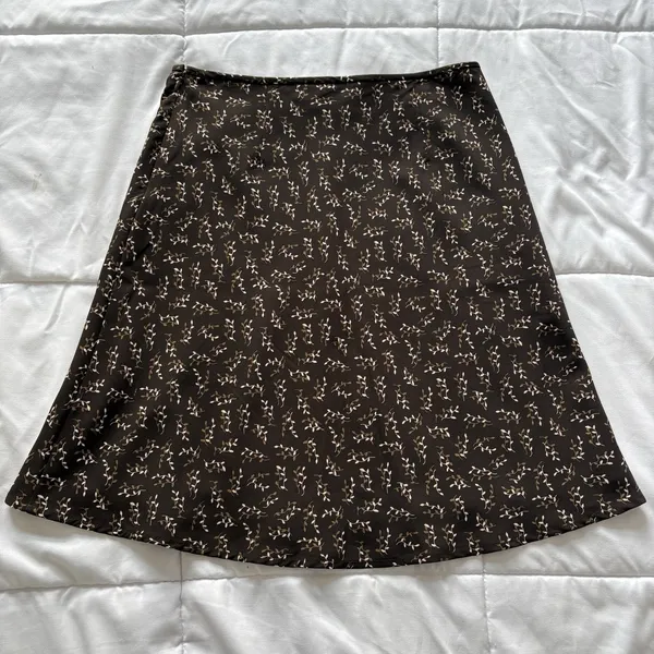 Womens 4 Skirt Brown Floral Knee Length Lined Grunge Whimsy Fairy Feminine‎ - Image 8