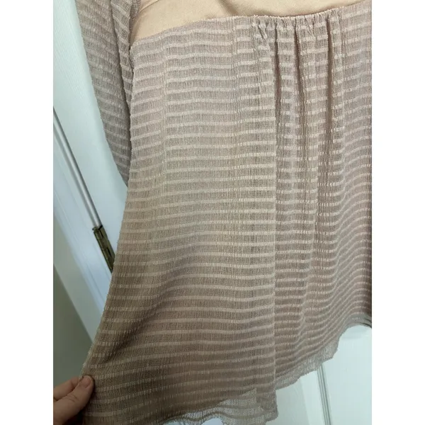 Anthropologie Meadow Rue Peach Square Neck Long Sleeve Blouse XS Mixed Media - Image 5