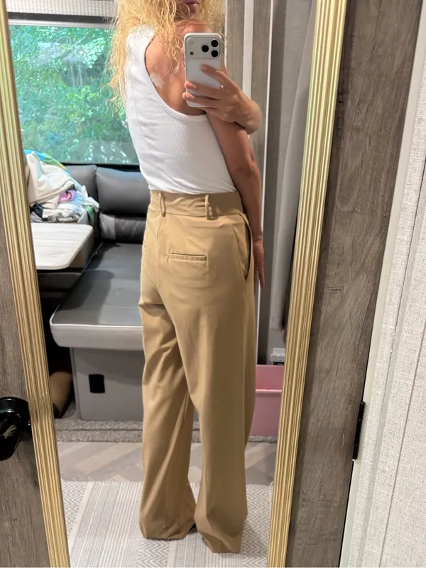 Marella High-Rise Wide-Leg‎ Women's Pants in Camel Size 4 - Image 3