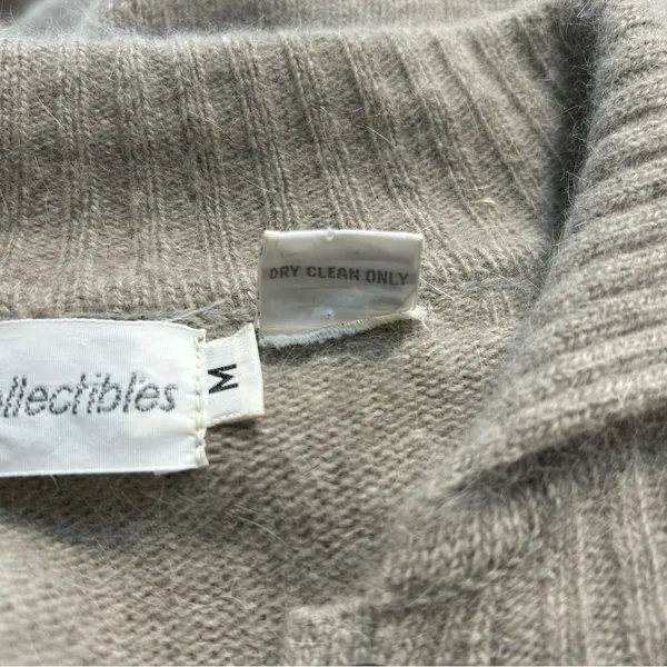Vintage J.H. Collectibles Lambswool Angora Button Down Sweater Dress Neutral - Image 11