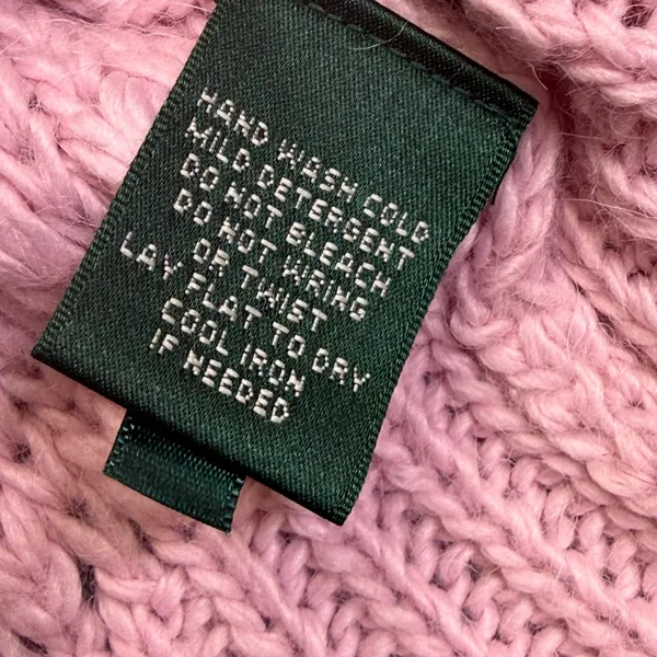 Lauren Ralph Lauren Pink Alpaca Blend Open Knit Crewneck Sweater Womens Medium - Image 5