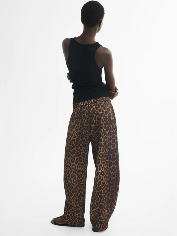 Kids Leopard Print Wide-Leg Pants - Brown/Black - Image 2