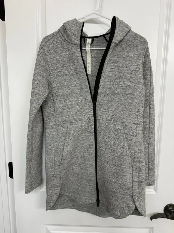 Lululemon Going Places Hooded Jacket Gray Womens 4 Spacer Full Zip Long - Image 3