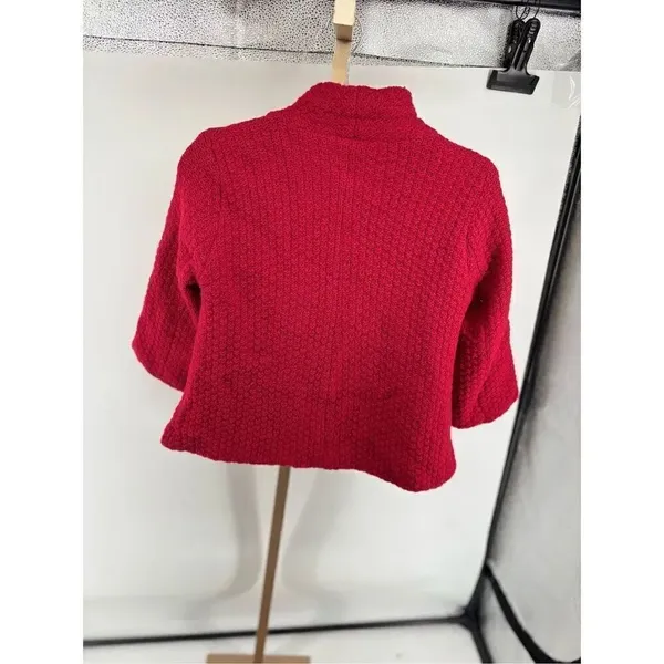 Free People Lambswool Knit One Button Wrap Jacket Size XS Red - Image 9