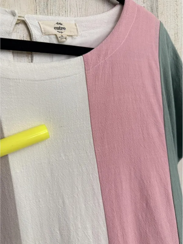 Entro Women's Small Colorblock Linen Blend Shift Dress - Image 3