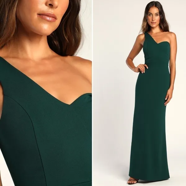 LULU's Sexy Prom Wedding Elegant Bustier One Shoulder Mermaid Trumpet Gown - Image 3
