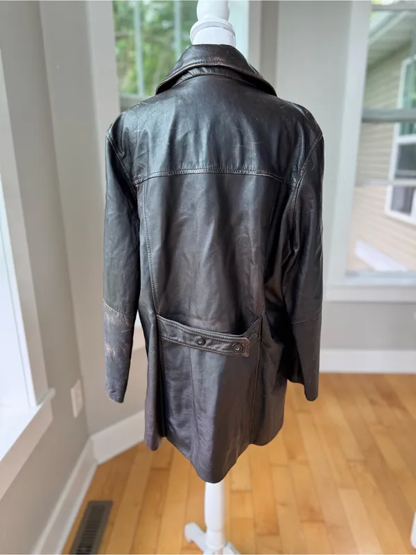 Vintage Maxima Wilson’s Leather Distressed Brown Leather Button-Front Jacket XL - Image 13