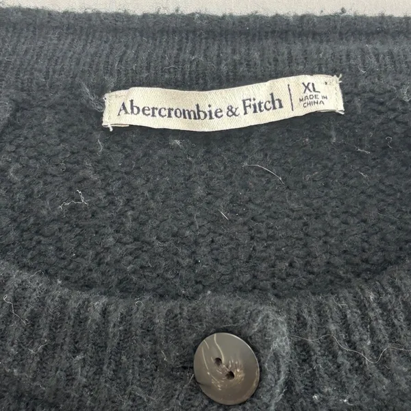 Abercrombie & Fitch Women XL Black Fair Isle Knit Button Front Cardigan‎ Sweater - Image 4
