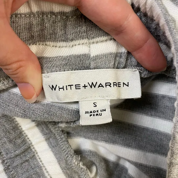 White + Warren Striped Drawstring Shorts Womens Size S‎ Gray White Lounge - Image 2