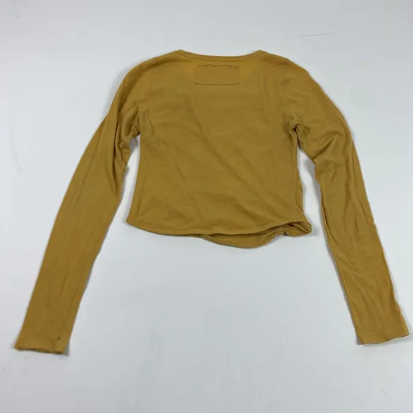 We The Free Shirt Womens‎ Small Mustard Yellow Ruched Long Sleeve Free People - Image 9
