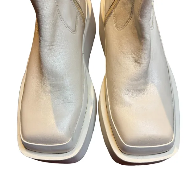 Paloma Barcelo Boots Womens Size 6 EU 36 White Leather Platform Wedge‎ Ankle Zip - Image 2