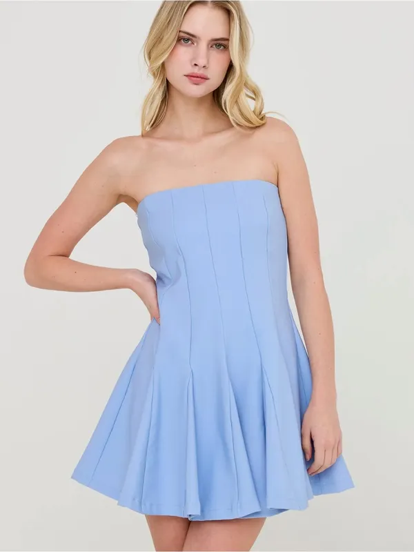 HYFVE Baby Blue Strapless Skort Dress with Built-In Shorts – Small - Image 6
